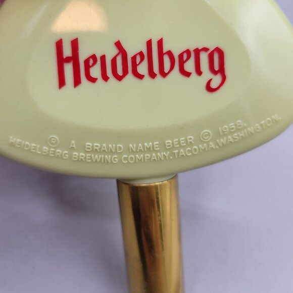 Vintage Heidelberg Beer Tap Handle Green Red Gold Triangle Shaped Barware - Picture 8 of 8